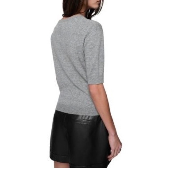 BCBG Maxazria Vintage Y2K Gray Short Sleeve Cashmere Sweater Blouse Top Size XS - Picture 1 of 16
